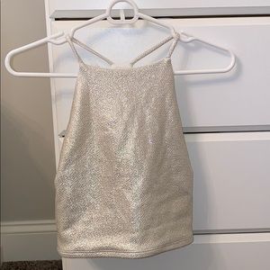Sparkly white with gold crop top